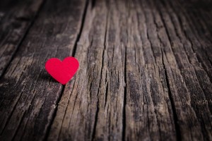 Red Heart On Wooden Background